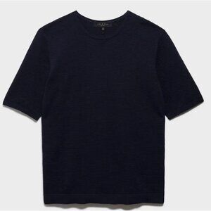 Rag and Bone Men's Lewis Navy Crew Short Sleeved Shirt